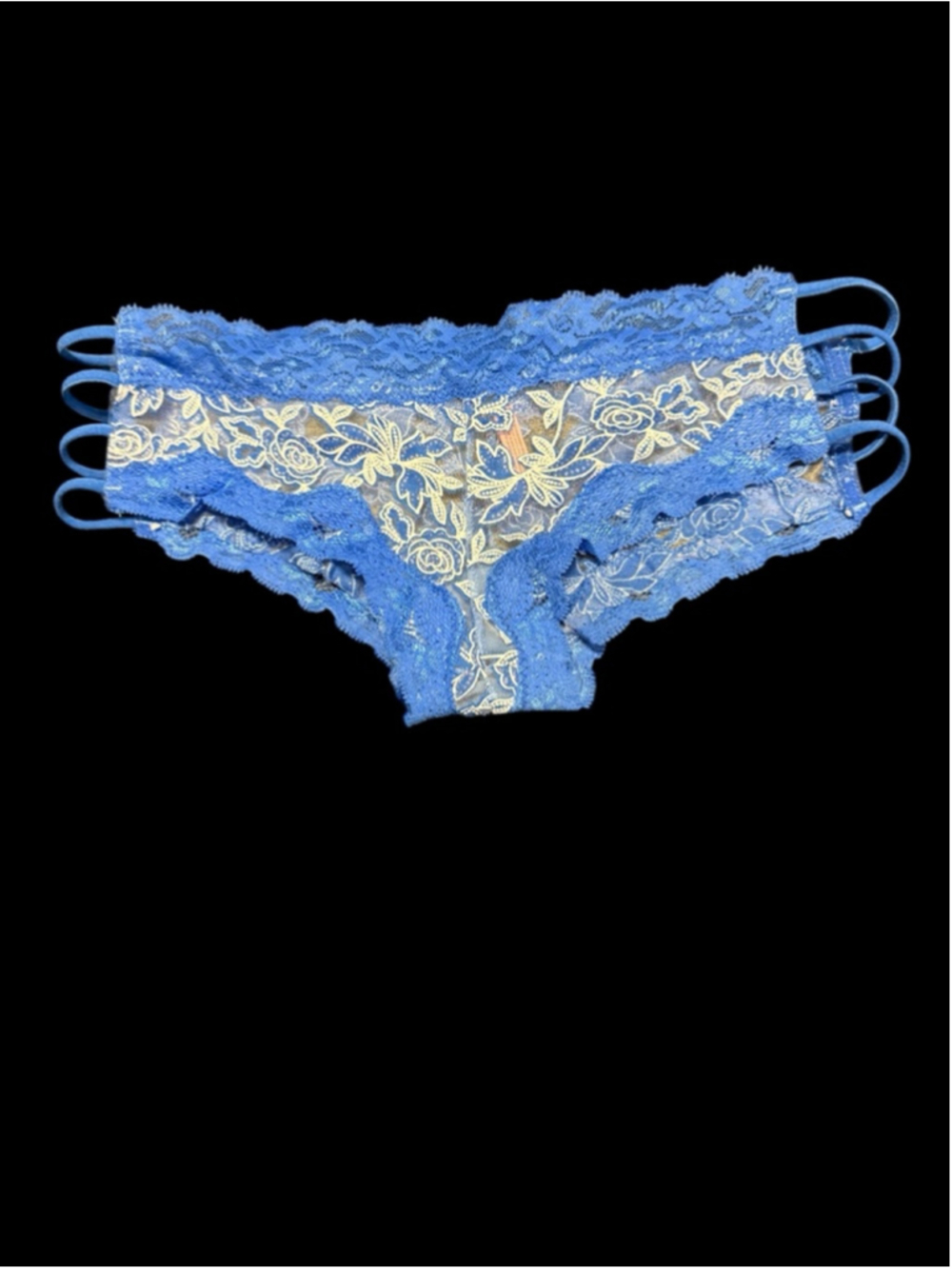 Women's Native Intimates Blue and White Lace Panties M